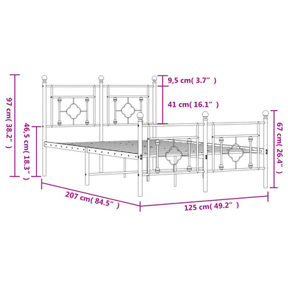 Bedframe Met Hoofd- En Voeteneinde Metaal 120 x 200 cm Wit met hoofdbord & voetbord