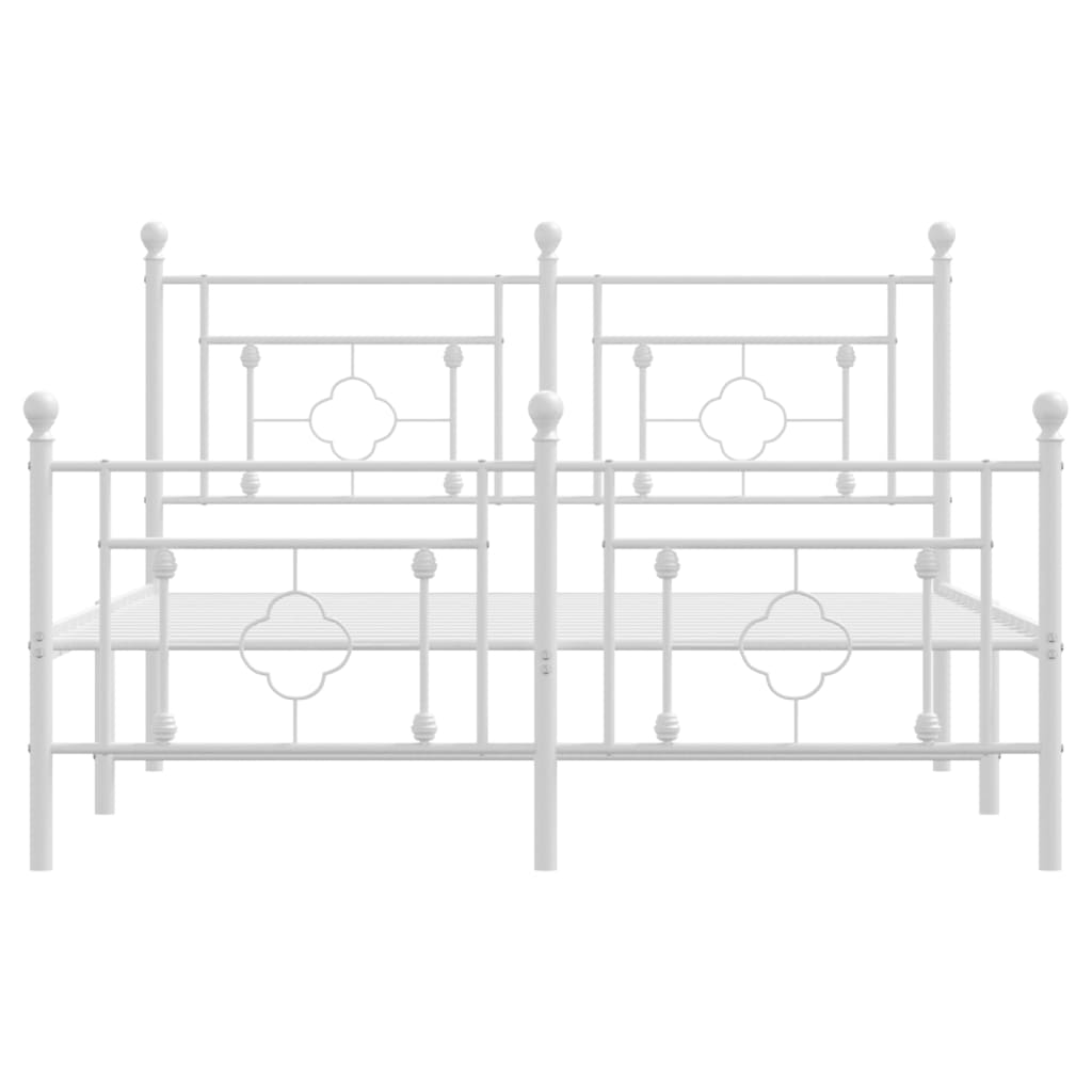 Bedframe Met Hoofd- En Voeteneinde Metaal 135 x 190 cm Wit met hoofdbord & voetbord