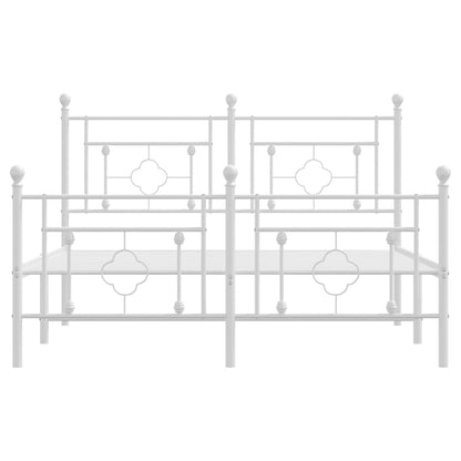 Bedframe Met Hoofd- En Voeteneinde Metaal 135 x 190 cm Wit met hoofdbord & voetbord