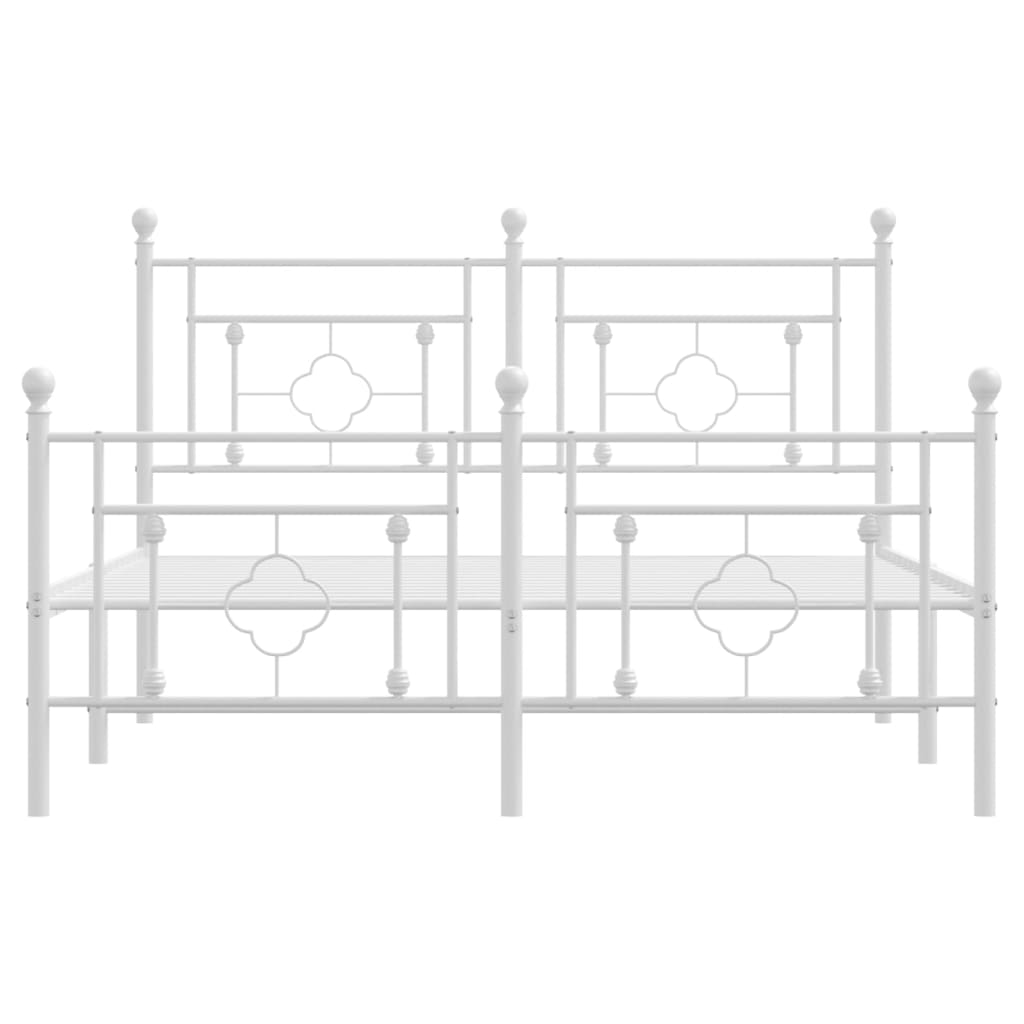 Bedframe Met Hoofd- En Voeteneinde Metaal 140 x 190 cm Wit met hoofdbord & voetbord