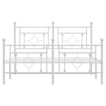 Bedframe Met Hoofd- En Voeteneinde Metaal 140 x 190 cm Wit met hoofdbord & voetbord