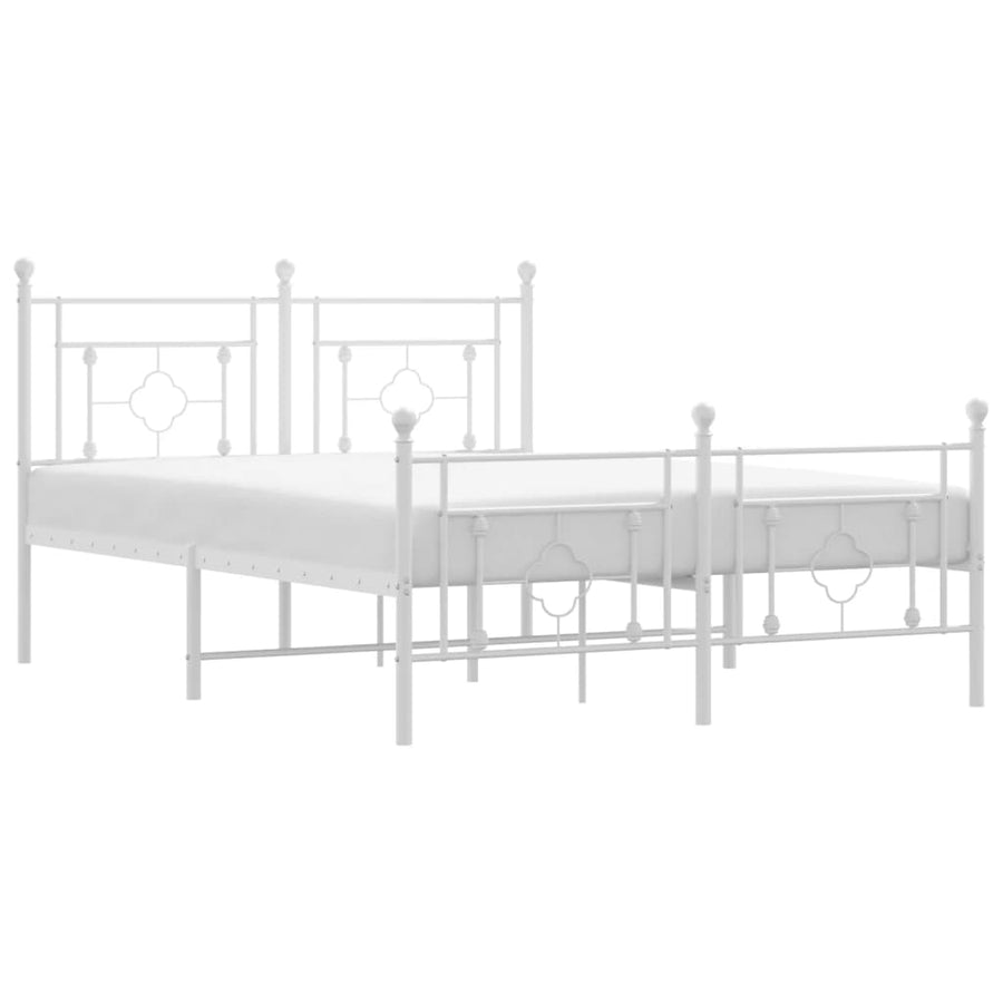 Bedframe Met Hoofd- En Voeteneinde Metaal 140 x 200 cm Wit met hoofdbord & voetbord