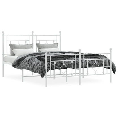 Bedframe Met Hoofd- En Voeteneinde Metaal 140 x 200 cm Wit met hoofdbord & voetbord