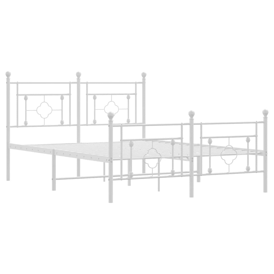 Bedframe Met Hoofd- En Voeteneinde Metaal 140 x 200 cm Wit met hoofdbord & voetbord