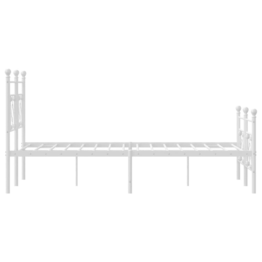 Bedframe Met Hoofd- En Voeteneinde Metaal 140 x 200 cm Wit met hoofdbord & voetbord