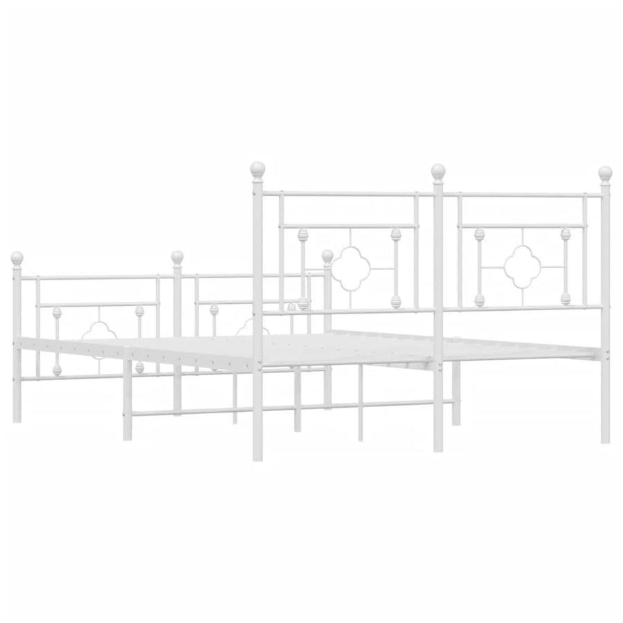 Bedframe Met Hoofd- En Voeteneinde Metaal 140 x 200 cm Wit met hoofdbord & voetbord