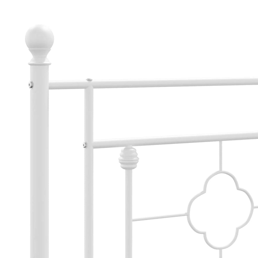 Bedframe Met Hoofd- En Voeteneinde Metaal 140 x 200 cm Wit met hoofdbord & voetbord