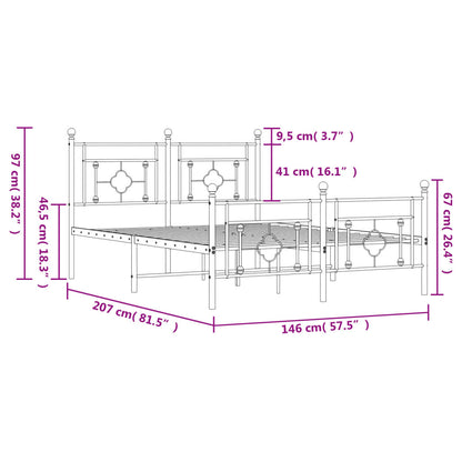 Bedframe Met Hoofd- En Voeteneinde Metaal 140 x 200 cm Wit met hoofdbord & voetbord