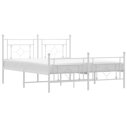 Bedframe Met Hoofd- En Voeteneinde Metaal 150 x 200 cm Wit met hoofdbord & voetbord