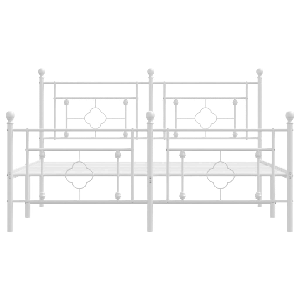 Bedframe Met Hoofd- En Voeteneinde Metaal 150 x 200 cm Wit met hoofdbord & voetbord