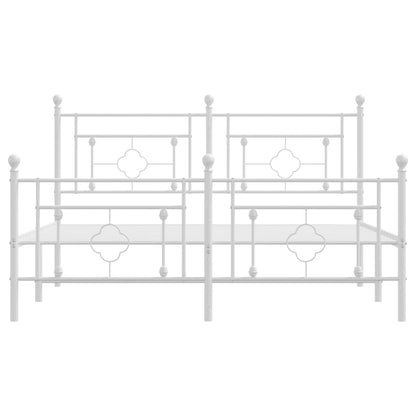 Bedframe Met Hoofd- En Voeteneinde Metaal 150 x 200 cm Wit met hoofdbord & voetbord