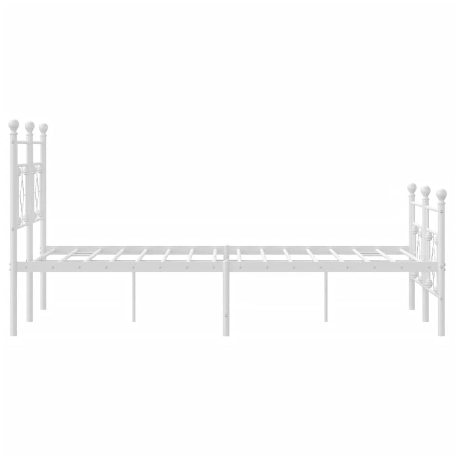 Bedframe Met Hoofd- En Voeteneinde Metaal 150 x 200 cm Wit met hoofdbord & voetbord