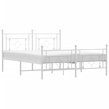Bedframe Met Hoofd- En Voeteneinde Metaal 160 x 200 cm Wit met hoofdbord & voetbord