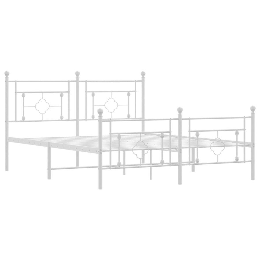 Bedframe Met Hoofd- En Voeteneinde Metaal 160 x 200 cm Wit met hoofdbord & voetbord