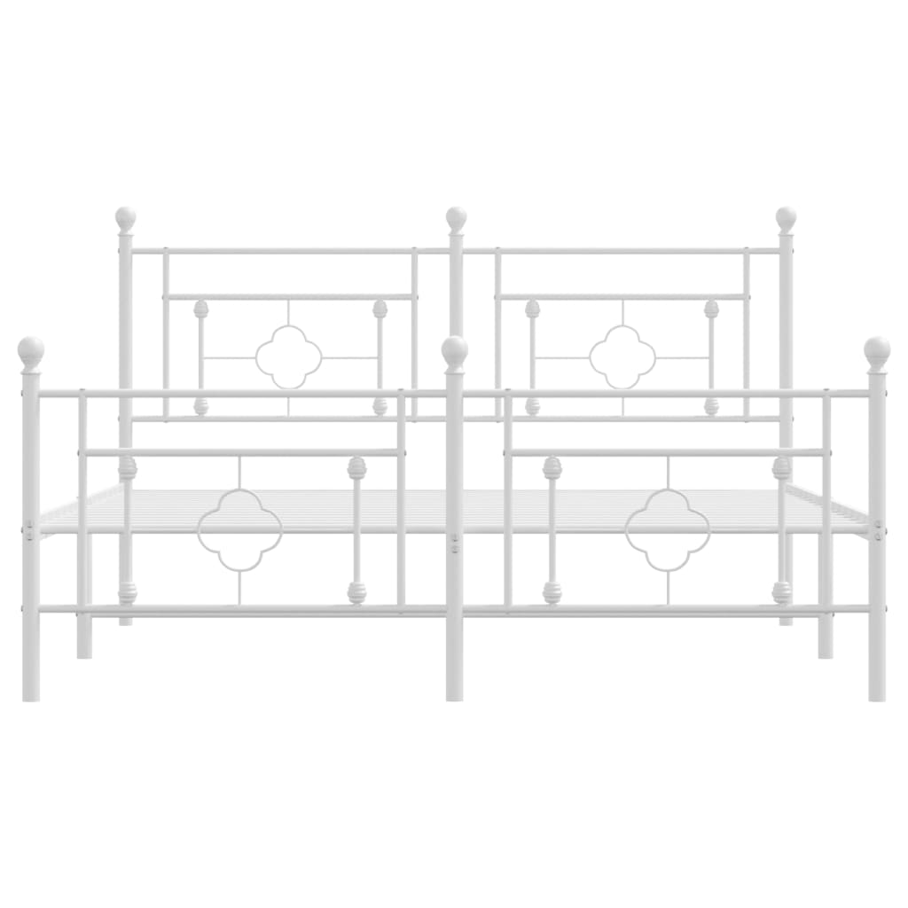 Bedframe Met Hoofd- En Voeteneinde Metaal 160 x 200 cm Wit met hoofdbord & voetbord