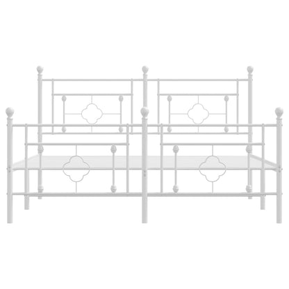 Bedframe Met Hoofd- En Voeteneinde Metaal 160 x 200 cm Wit met hoofdbord & voetbord