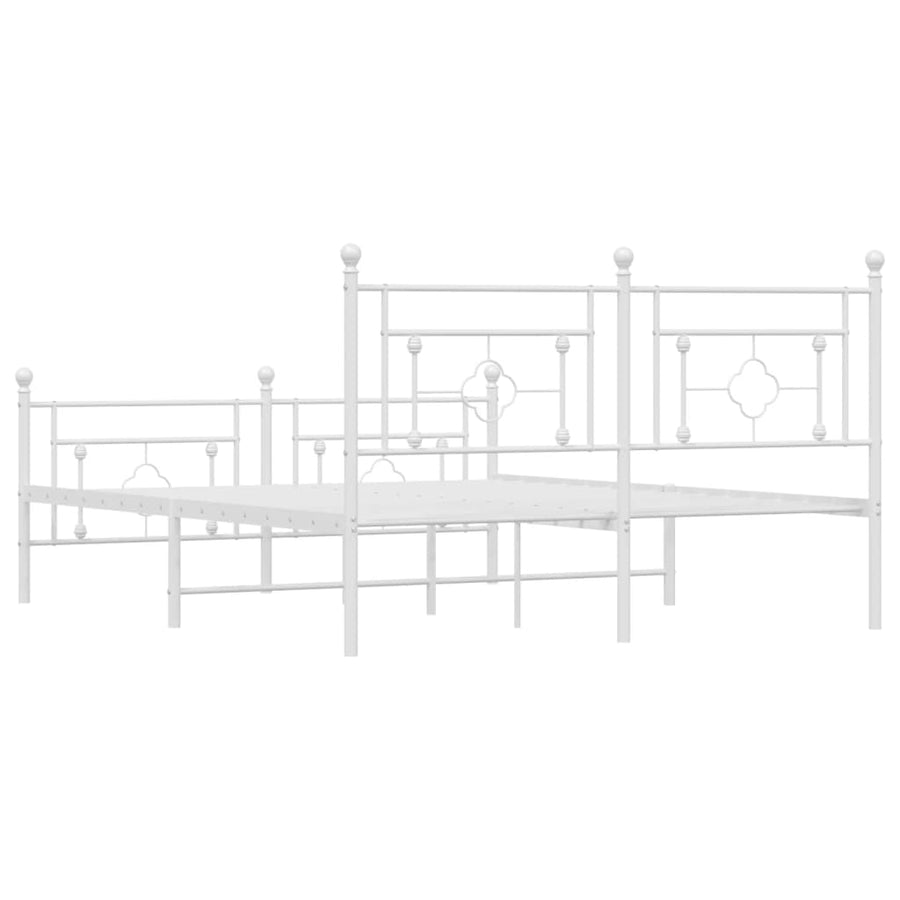 Bedframe Met Hoofd- En Voeteneinde Metaal 160 x 200 cm Wit met hoofdbord & voetbord