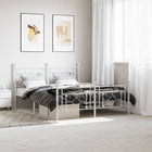 Bedframe Met Hoofd- En Voeteneinde Metaal 160 x 200 cm Wit met hoofdbord & voetbord