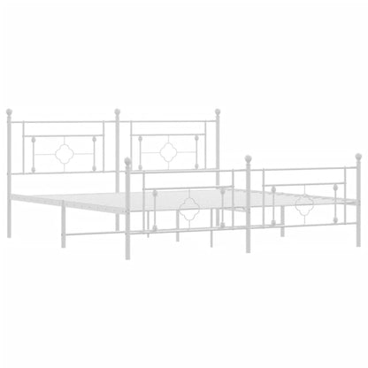 Bedframe Met Hoofd- En Voeteneinde Metaal 183 x 213 cm Wit met hoofdbord & voetbord