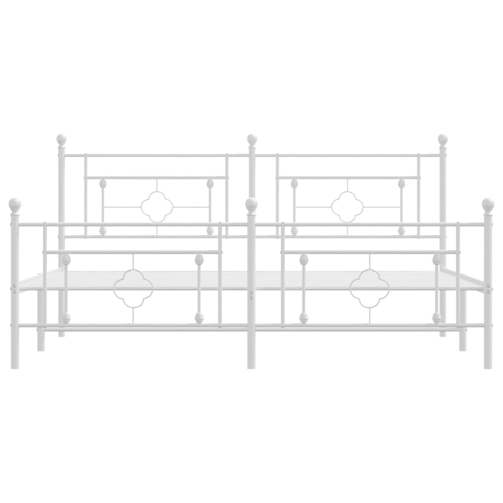 Bedframe Met Hoofd- En Voeteneinde Metaal 183 x 213 cm Wit met hoofdbord & voetbord