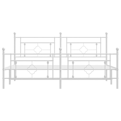 Bedframe Met Hoofd- En Voeteneinde Metaal 183 x 213 cm Wit met hoofdbord & voetbord
