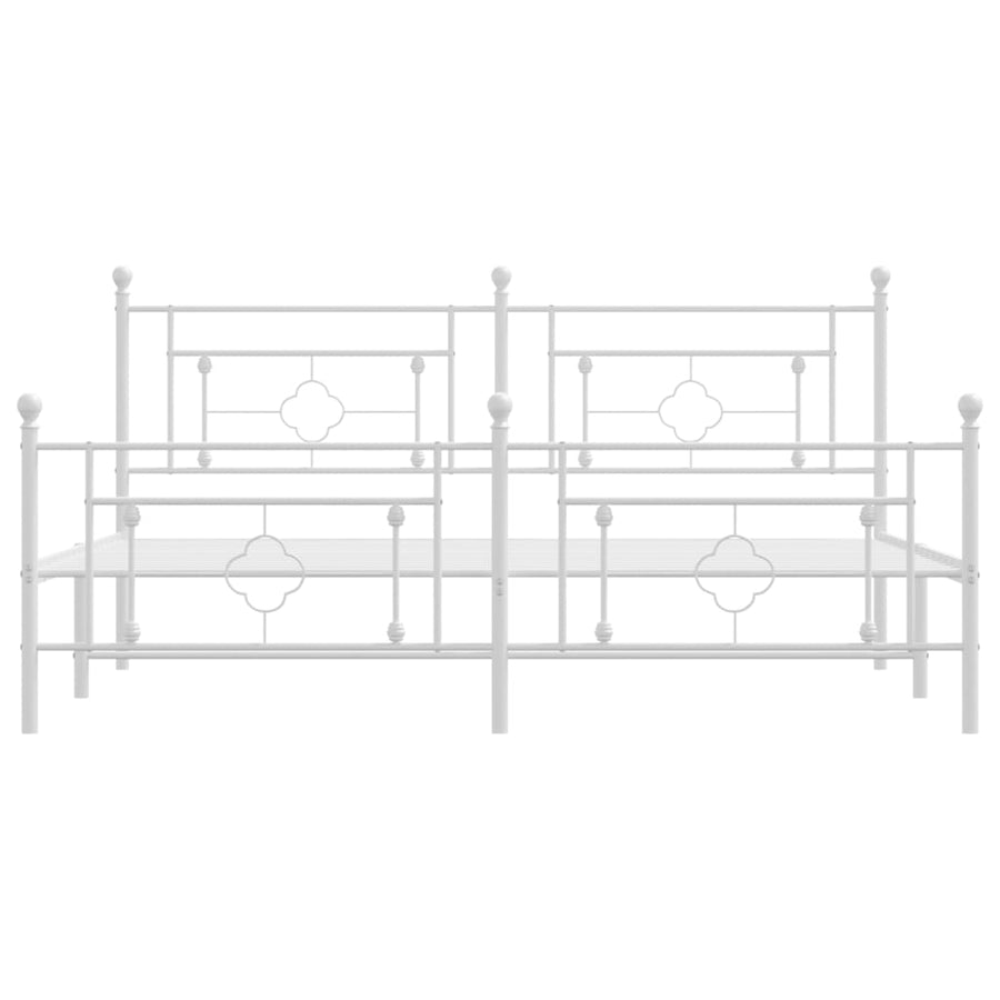 Bedframe Met Hoofd- En Voeteneinde Metaal 183 x 213 cm Wit met hoofdbord & voetbord