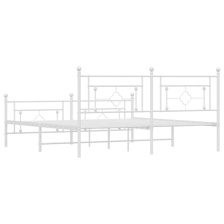 Bedframe Met Hoofd- En Voeteneinde Metaal 183 x 213 cm Wit met hoofdbord & voetbord