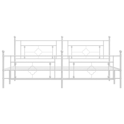 Bedframe Met Hoofd- En Voeteneinde Metaal 193 x 203 cm Wit met hoofdbord & voetbord