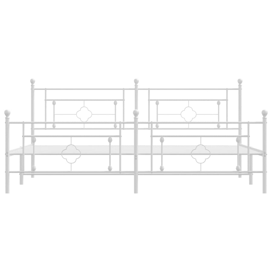 Bedframe Met Hoofd- En Voeteneinde Metaal 193 x 203 cm Wit met hoofdbord & voetbord