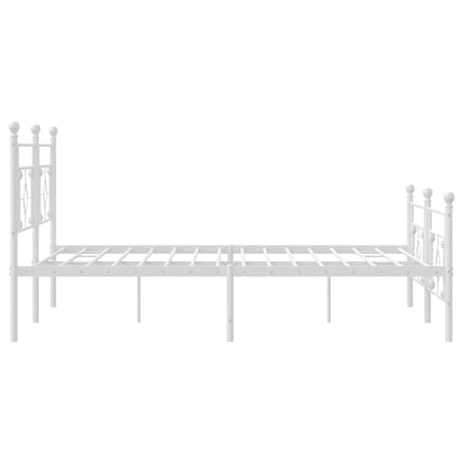 Bedframe Met Hoofd- En Voeteneinde Metaal 193 x 203 cm Wit met hoofdbord & voetbord