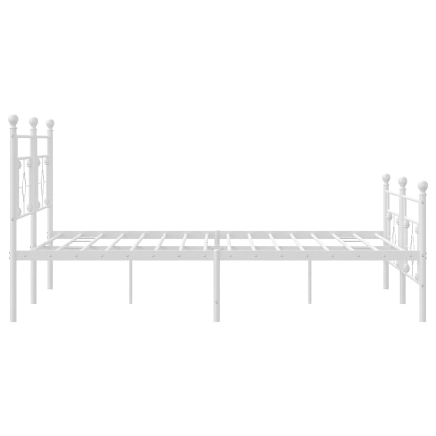 Bedframe Met Hoofd- En Voeteneinde Metaal 193 x 203 cm Wit met hoofdbord & voetbord