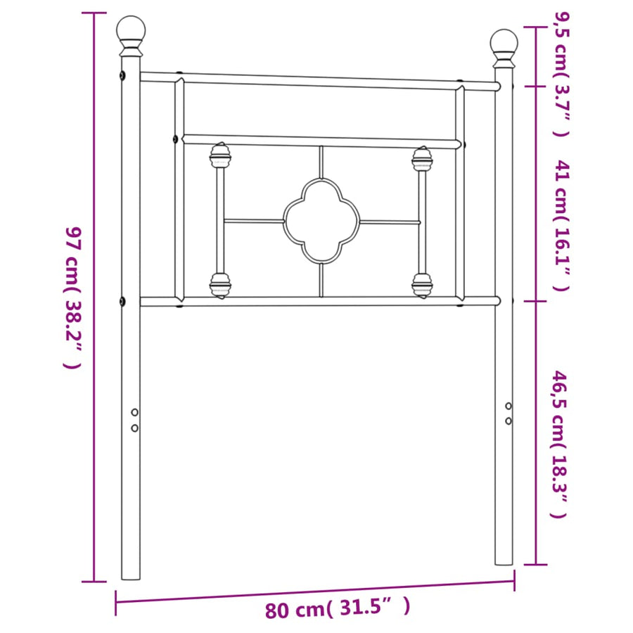 Hoofdbord Metaal 75 cm Wit