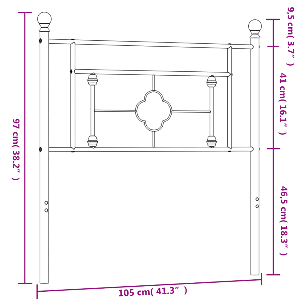 Hoofdbord Metaal 100 cm Wit