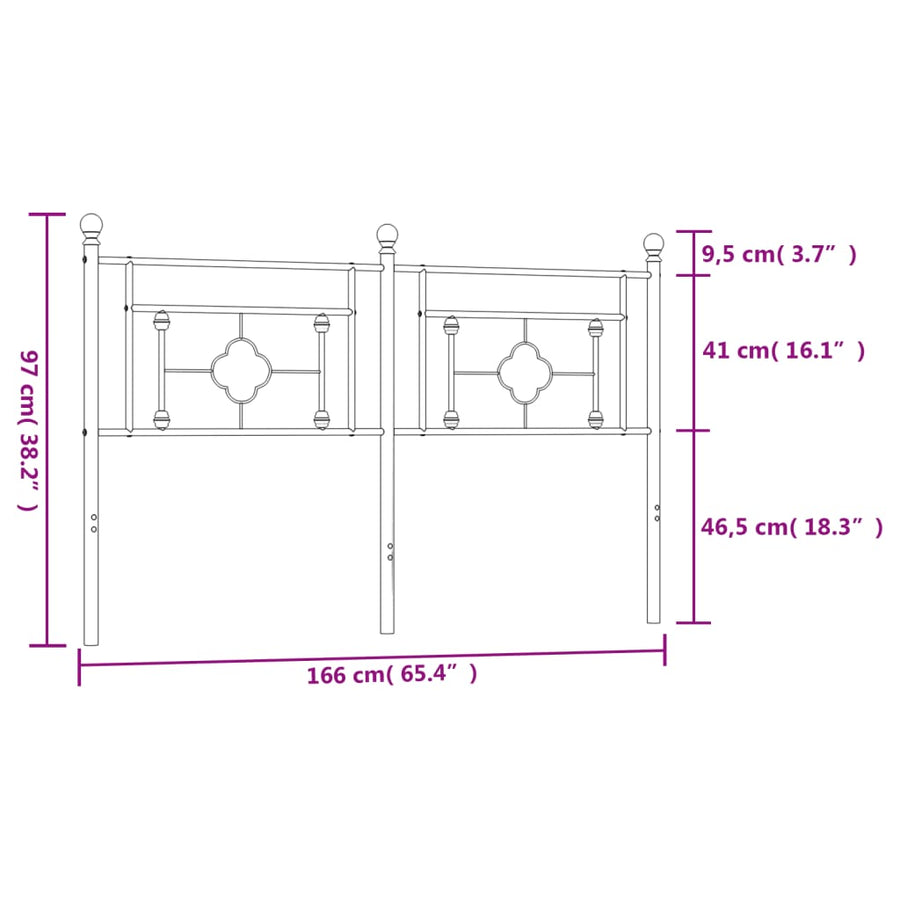 Hoofdbord Metaal Wit 160 cm