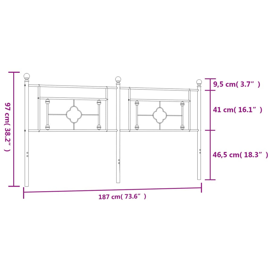 Hoofdbord Metaal 180 cm Wit