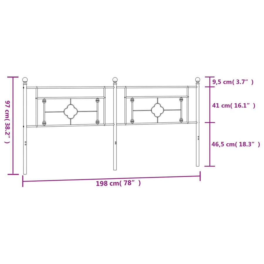 Hoofdbord Metaal 193 cm Wit
