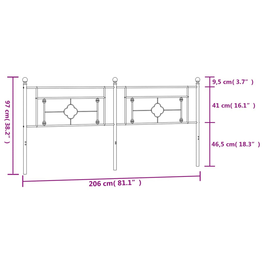 Hoofdbord Metaal 200 cm Wit