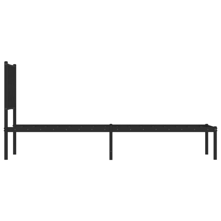 Bedframe Metaal 75 x 190 cm Zwart met hoofdbord