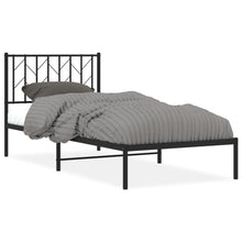 Bedframe Metaal 90 x 190 cm Zwart met hoofdbord