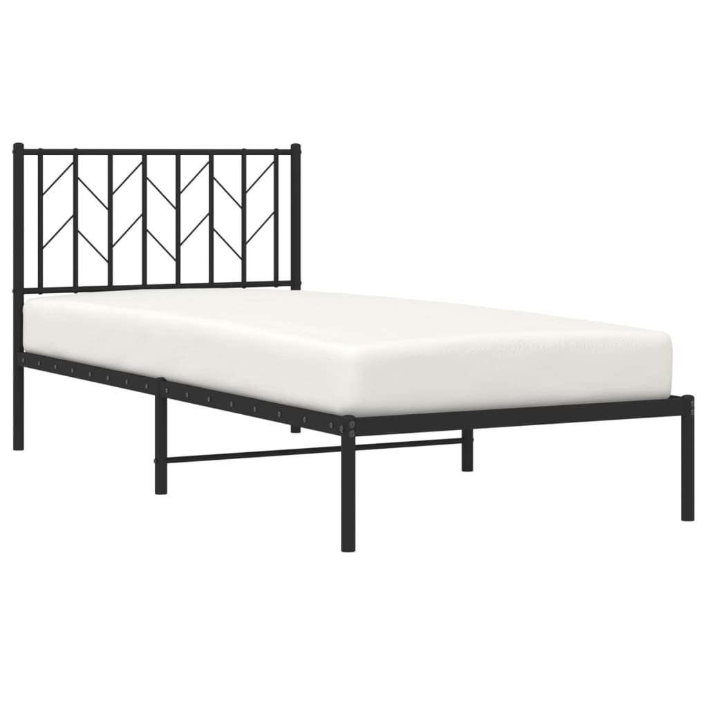 Bedframe Metaal 90 x 190 cm Zwart met hoofdbord