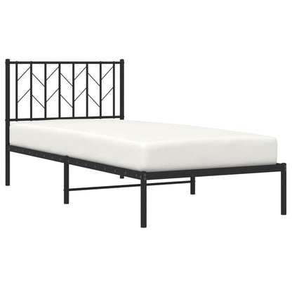 Bedframe Metaal 90 x 190 cm Zwart met hoofdbord