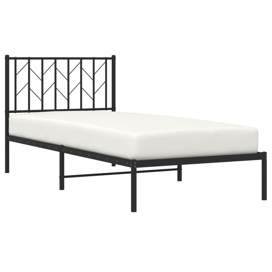 Bedframe Metaal 90 x 190 cm Zwart met hoofdbord