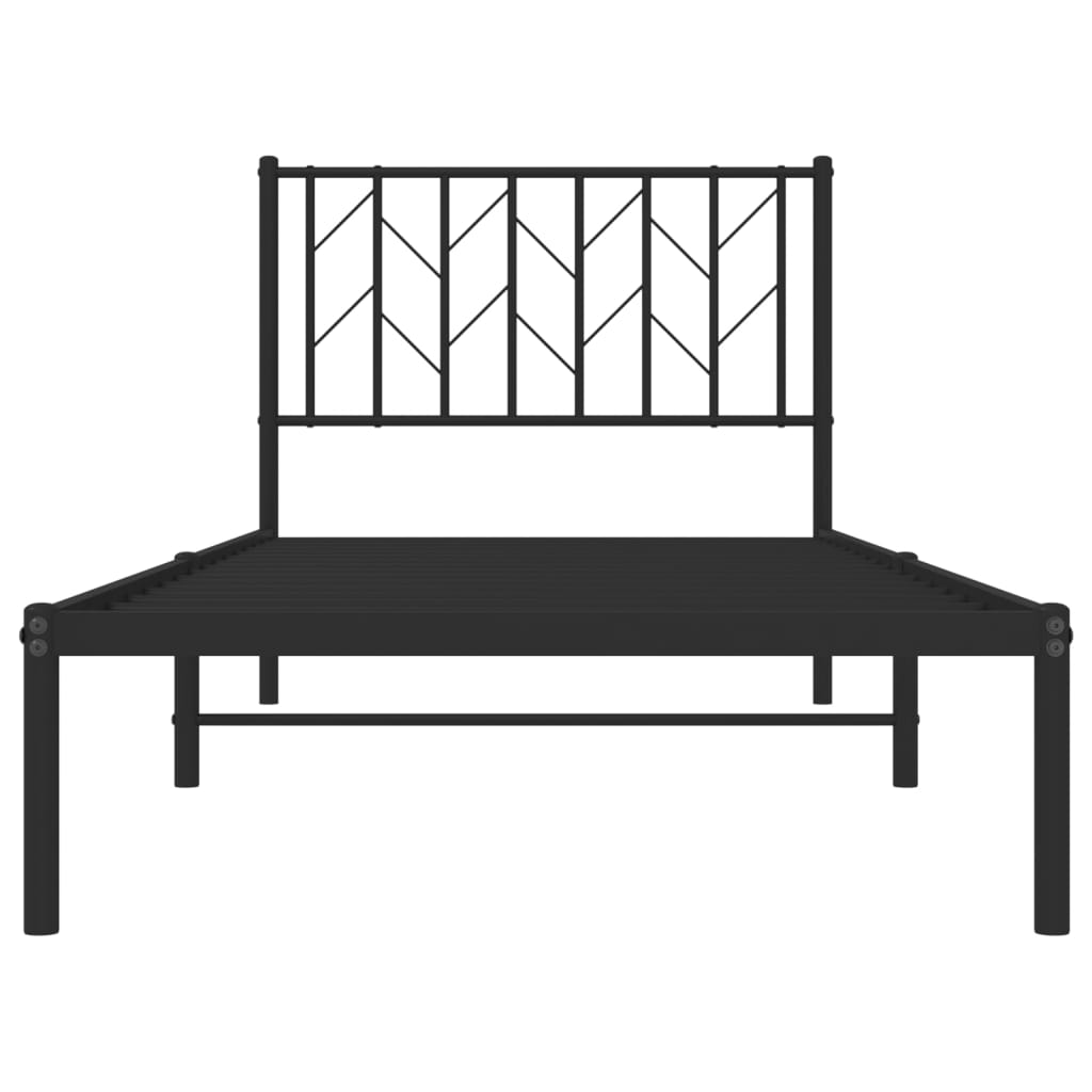 Bedframe Metaal 90 x 190 cm Zwart met hoofdbord