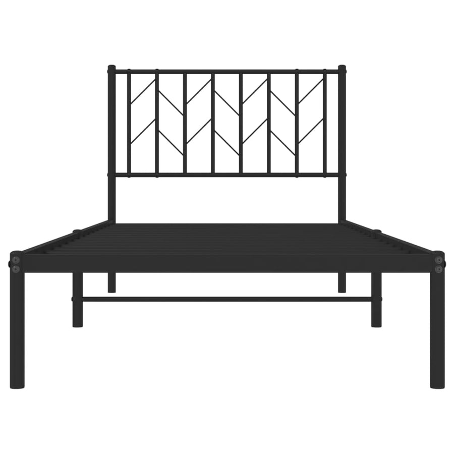 Bedframe Metaal 90 x 190 cm Zwart met hoofdbord