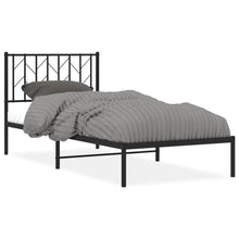 Bedframe Metaal 90 x 200 cm Zwart met hoofdbord