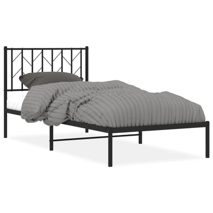 Bedframe Metaal 90 x 200 cm Zwart met hoofdbord
