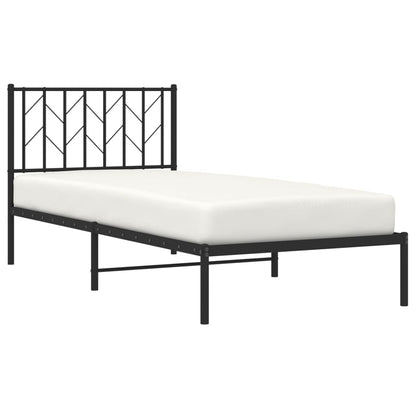 Bedframe Metaal 90 x 200 cm Zwart met hoofdbord