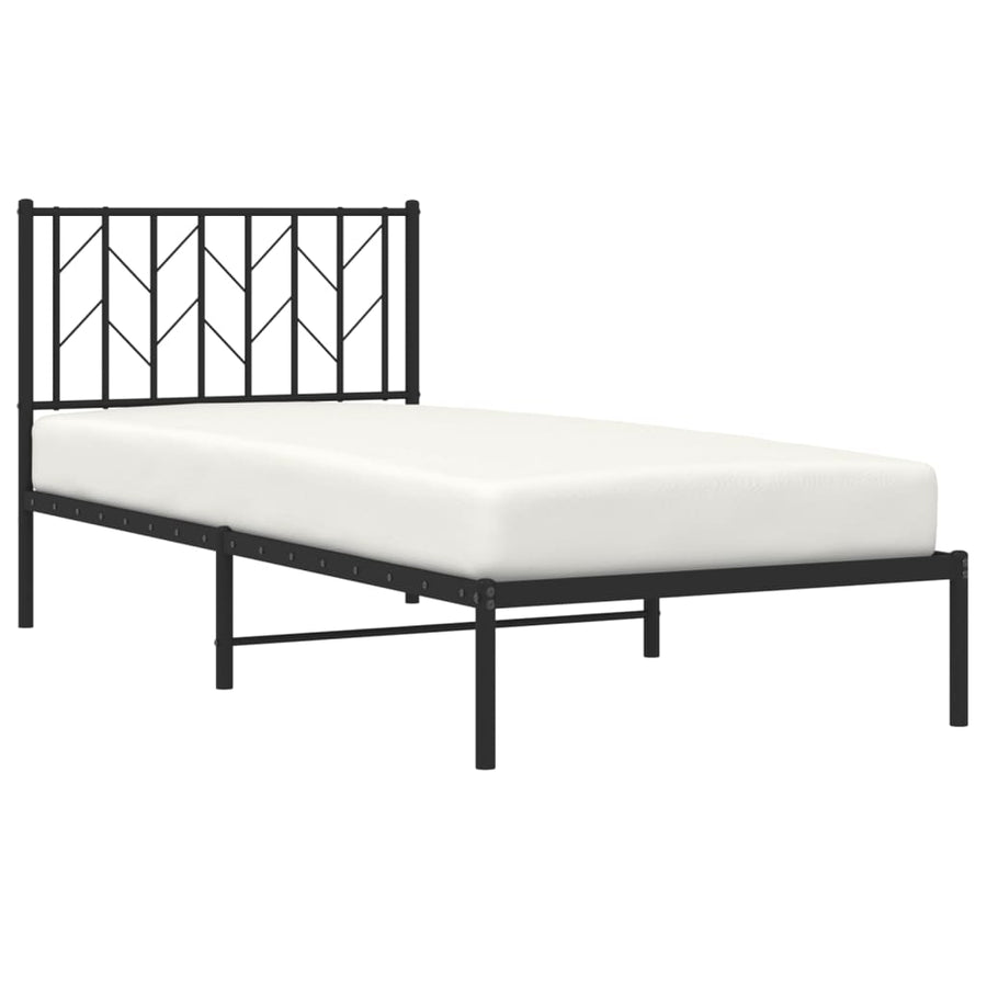 Bedframe Metaal 90 x 200 cm Zwart met hoofdbord