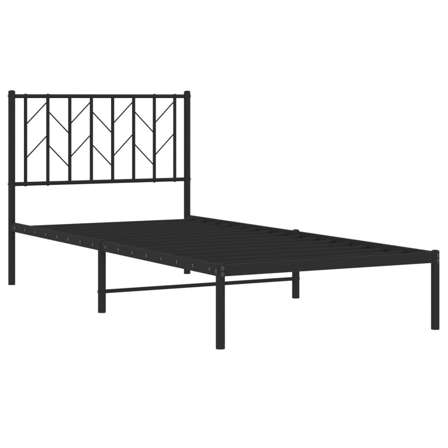 Bedframe Metaal 90 x 200 cm Zwart met hoofdbord