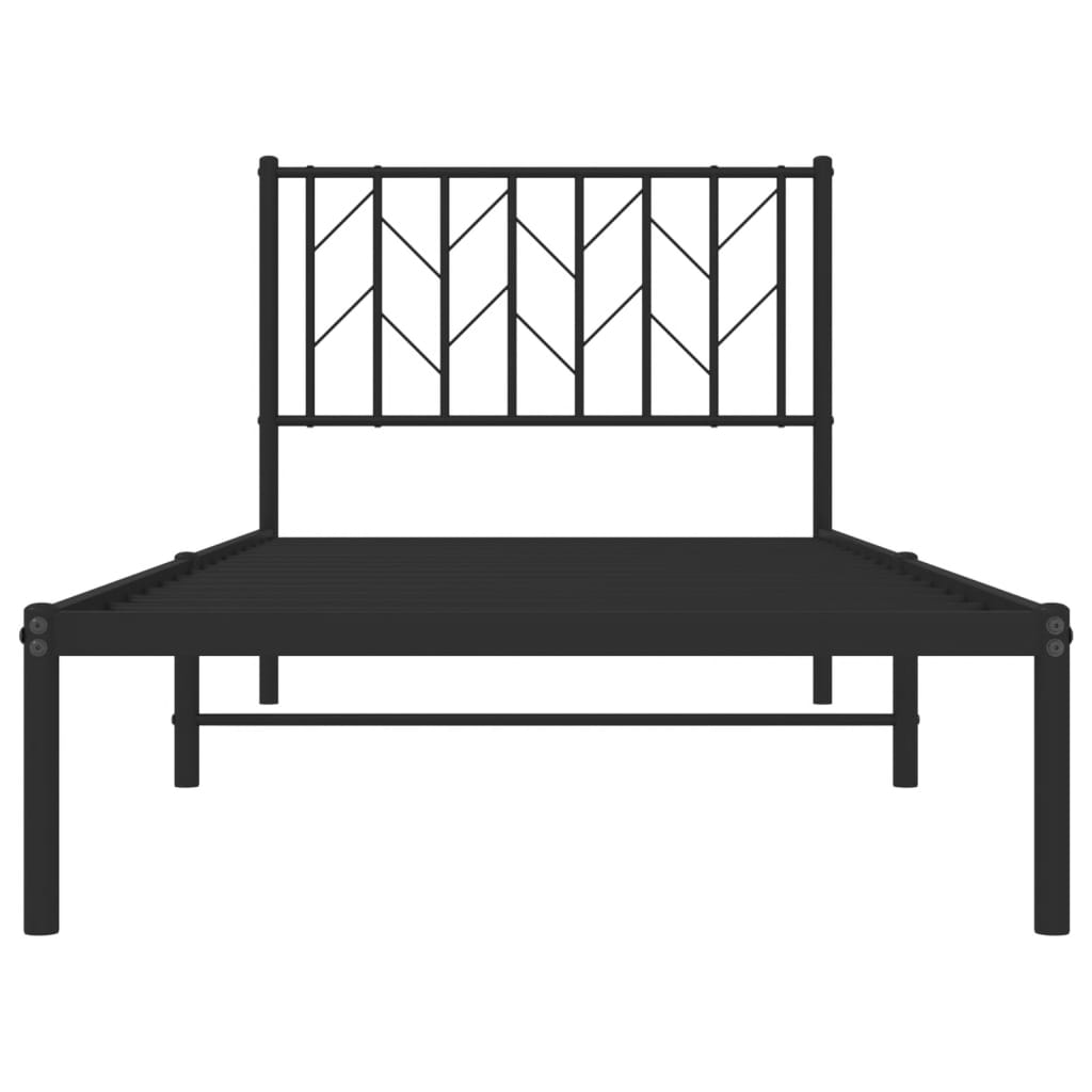 Bedframe Metaal 90 x 200 cm Zwart met hoofdbord